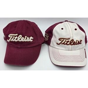 LOT of 2 - Titleist Seminoles FSU Florida State Strap Golf Hat Crimson Red White